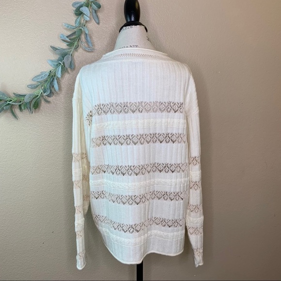 Zara ~ Cream Lace Striped Sweater - Picture 2 of 7